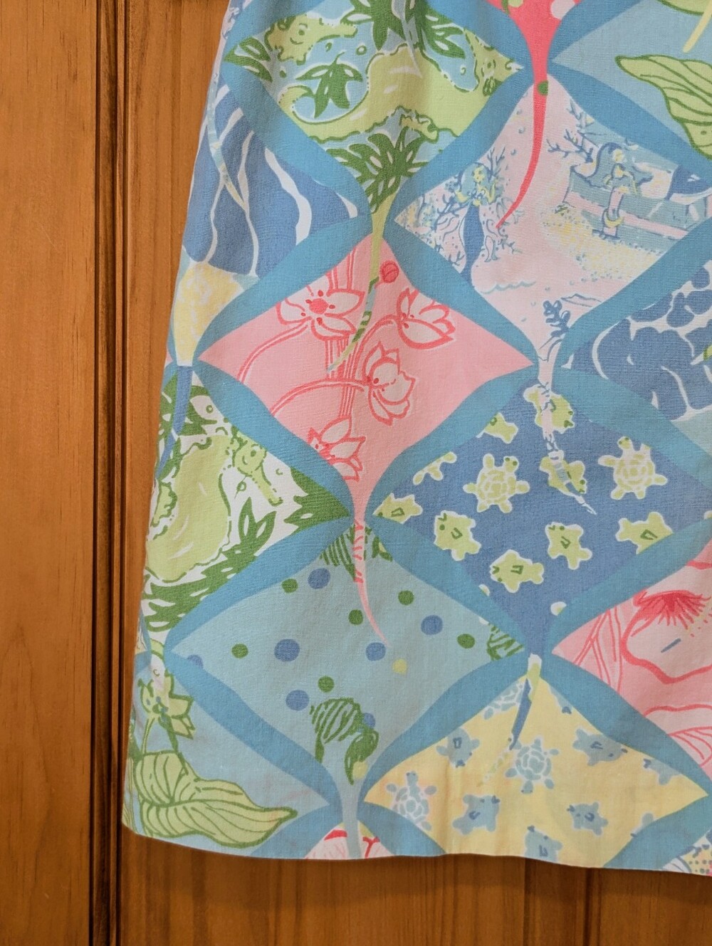 VTG Lilly Pulitzer Mini Skirt A-Line Floral Blue Yellow Cotton Sz 10 Y2K Resort - Picture 10 of 12